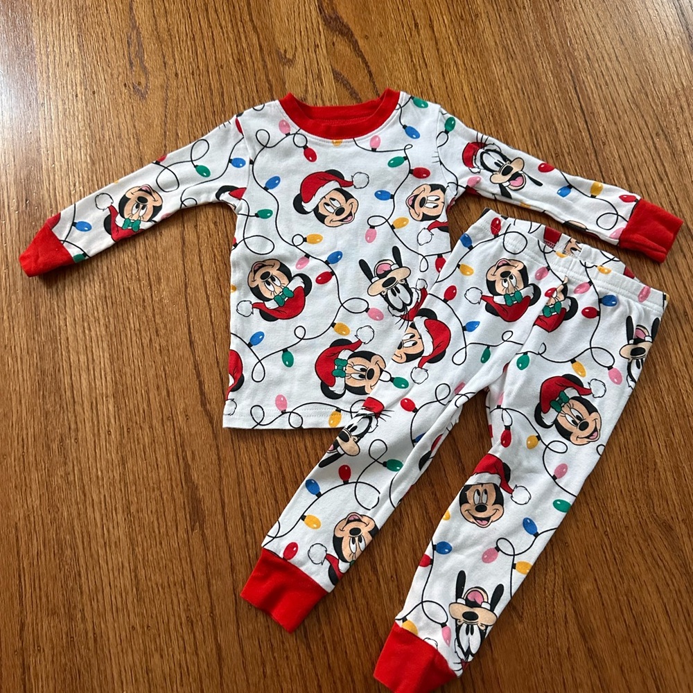 Disney Kids Pajama Set - Festive Red and White
